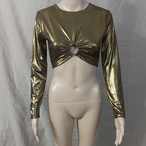 Jacqueline franceschi blouse size medium Long sleeves tops color gold